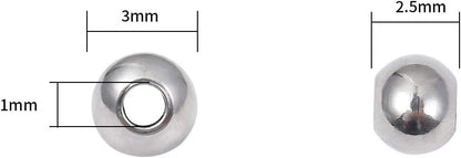 BEADIA Stainless Steel Spacer Beads 3x2.5mm Round Loose Charm Caps Beads for DIY Jewelry Making 100pcs with 1mm Hole