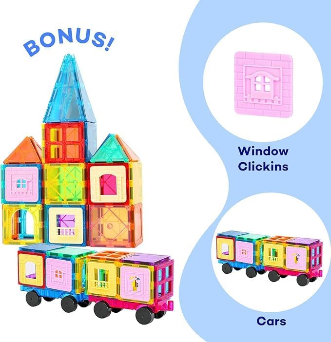 Anbalulu Magnetic Building Tiles,Magnet Building Set,Magnetic Blocks, 3D STEM Stacking Toys, Magnets Toy for Kids Boys Girls