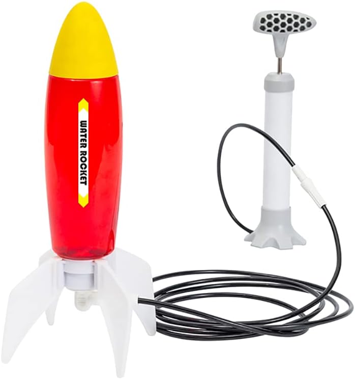 PLAYSTEM Outdoor Water Powered Rocket Physics Learning Set-with Tail, Body and Pump DIY Rocket Science Experiment Kit- Space STEM Outdoor Toys Gift for Kids,Teens, Boys & Girls