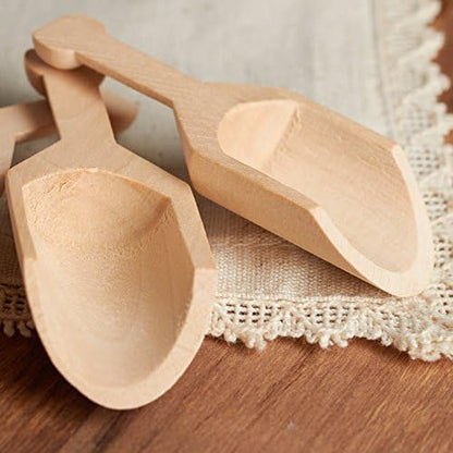 Unfinished Wood Spoon Scoops Set of 6 by Factory Direct Craft for Bath Salts, Sugar Scrubs, Spices or Educational Sensory Bins - 4-1/8 Inches Long