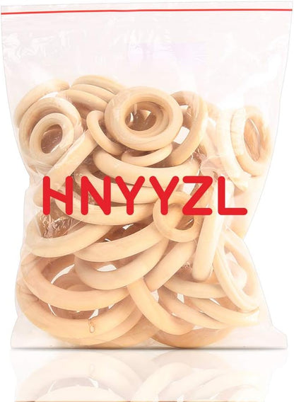 HNYYZL 50 Pcs Unfinished Solid Wooden Rings for Craft, Ring Pendant and Connectors Jewelry Making, 5 Size