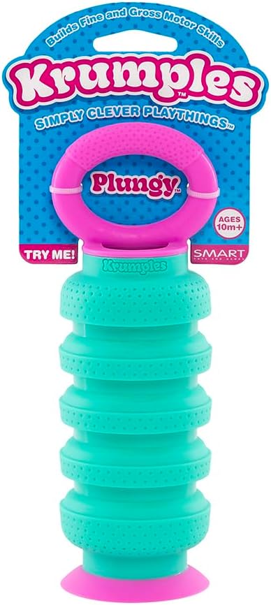 KRUMPLES Plungy Blue Sensory Suction Toy for Ages 10M+ | BPA-Free Silicone Fidget | Promotes Fine Motor Skills | Dishwasher Safe | Ideal Baby and Toddler Gift | Fun for All Ages