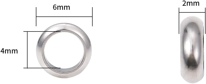 BEADIA Stainless Steel Spacer Beads 3x2.5mm Round Loose Charm Caps Beads for DIY Jewelry Making 100pcs with 1mm Hole