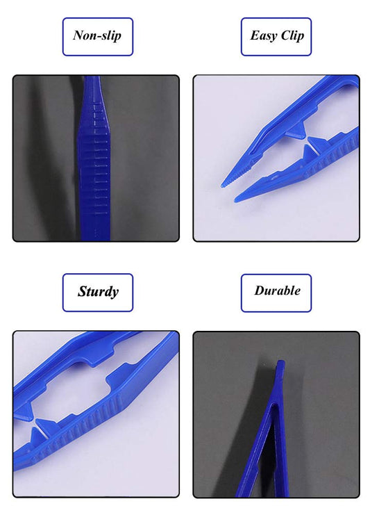 30PCS Plastic Tweezers 5 Assorted Colors Craft Forceps Tools for Handmade DIY Creative Beading Projects Jewelry Making Kids Adult Home Classroom School