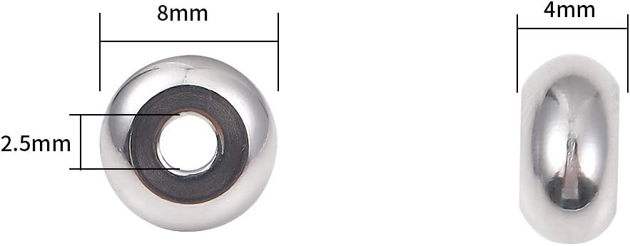 BEADIA Stainless Steel Spacer Beads 3x2.5mm Round Loose Charm Caps Beads for DIY Jewelry Making 100pcs with 1mm Hole