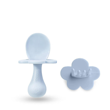 Grabease Baby Feeding Utensils - Anti-Choke Collar & Toddler Fork for Ages 1-3 - Easy-Grip Curved Handle Infant Spoon - Dishwasher-Safe Convenience & Baby Cutlery - Teal