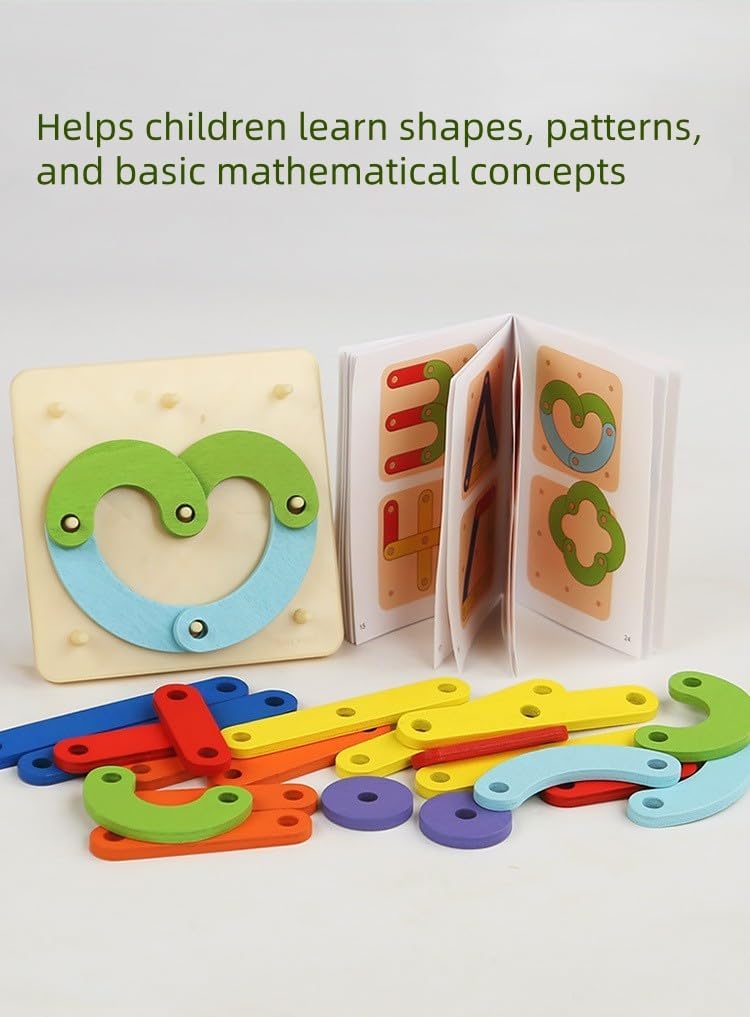 Montessori Toys for 3 4 5 Year Old Kids and Toddlers, Mathematical Education Toy to Create Figures and Geometric Shapes, Brain Teaser STEM Toy Geo Board