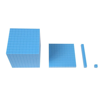 hand2mind Blue Plastic Base Ten Blocks Complete Classroom Set, Place Value Blocks, Counting Cubes, Math Blocks Kindergarten, Manipulative Kit for Mathematics for Elementary Teachers (Set of 161)