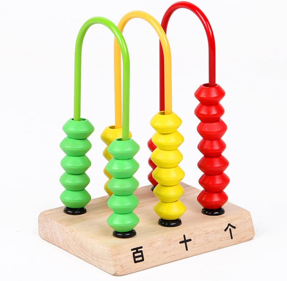 Montessori 3-Row Wooden Abacus for Kids, Math Manipulative Counter for 1St Grade