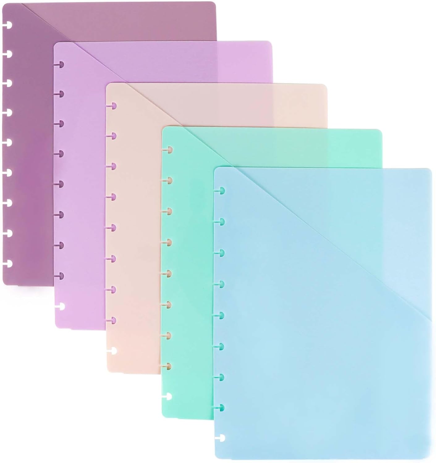 Discbound Dividers with Pockets 7x9.25'' Classic Size Discbound Notebook Divider 9 Disc Bound Planner Inserts Pocket 10pcs Plastic Index Dividers for Planner Folder Office