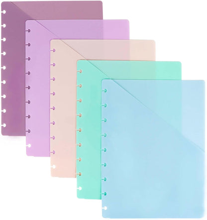 Discbound Dividers with Pockets 7x9.25'' Classic Size Discbound Notebook Divider 9 Disc Bound Planner Inserts Pocket 10pcs Plastic Index Dividers for Planner Folder Office