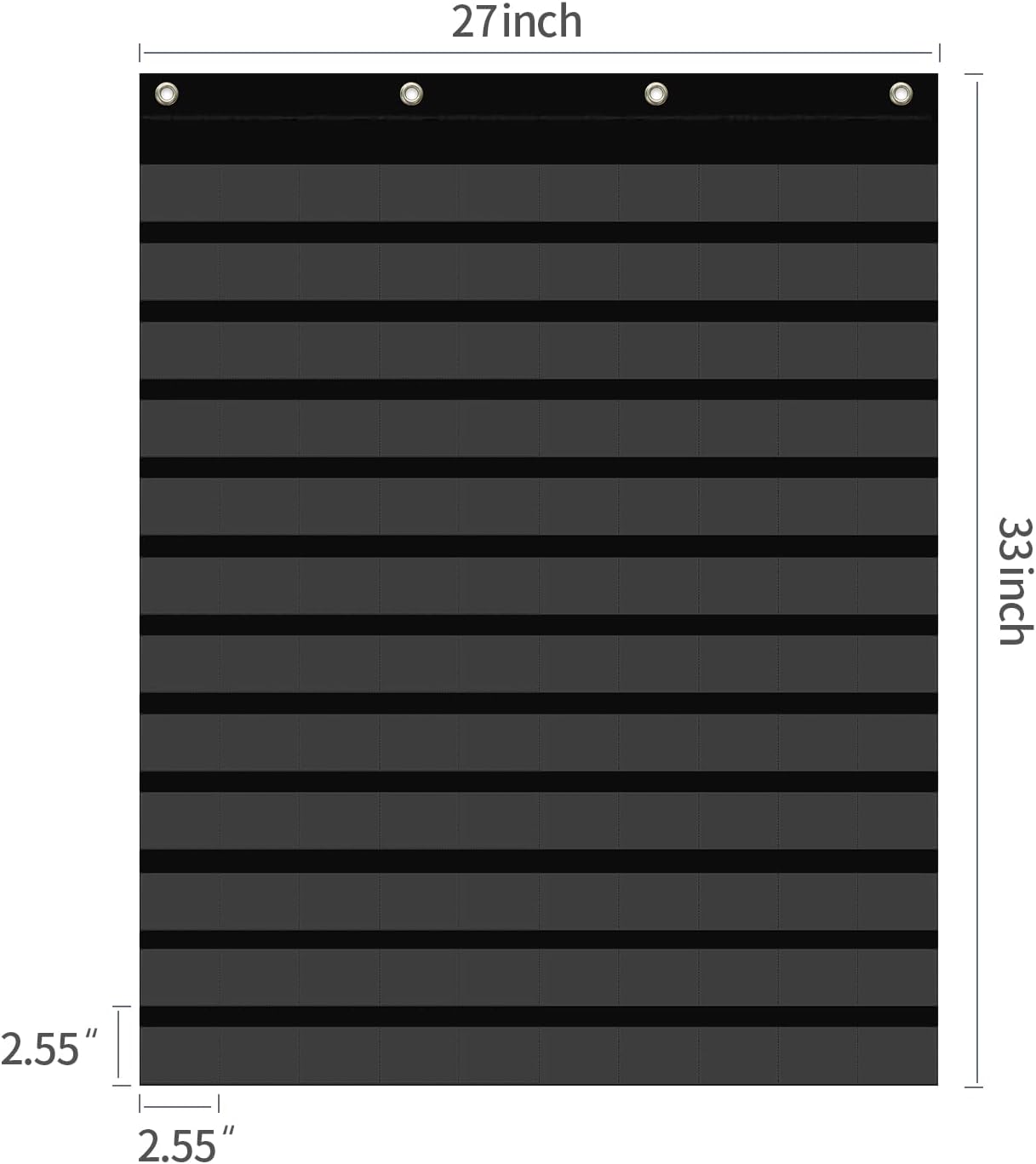 ANCOMEDO Hundred Pocket Chart with 100 Pockets and 150 Pieces Boho Double-Sided Number Cards,Number 1-100 Pocket Chart for Students Classroom Home Counting and Organizer (Black-100 Pockets)