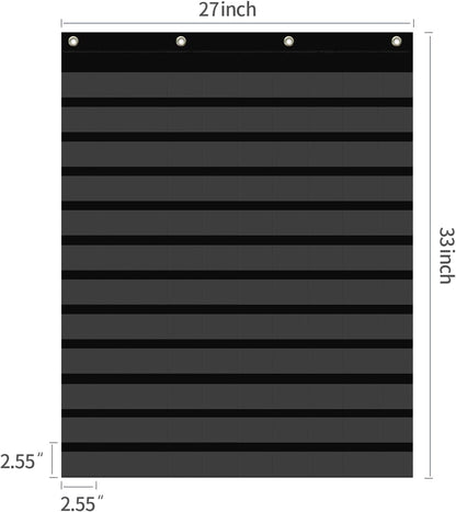 ANCOMEDO Hundred Pocket Chart with 100 Pockets and 150 Pieces Boho Double-Sided Number Cards,Number 1-100 Pocket Chart for Students Classroom Home Counting and Organizer (Black-100 Pockets)