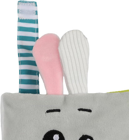 Bebe Mondo Teddy Bear Tummy Time Toy with Mirror, Soft Baby Book for 0-3-6-12 Months, Infant Sensory Developmental Toy, Shower Baby Gifts,Activity Quiet Cloth Book for Newborns,1-2 Year Old Book-Night