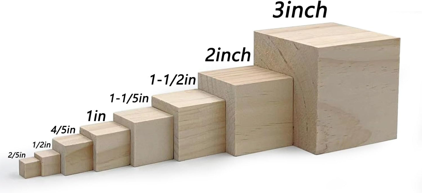 Wood Blocks for Crafts, Unfinished Wood Cubes, 2 Inch Natural Wooden Blocks, Pack of 8 Wood Square Blocks, Wooden Cubes for Arts and Crafts and DIY Projects