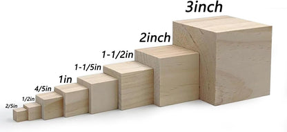 Wood Blocks for Crafts, Unfinished Wood Cubes, 2 Inch Natural Wooden Blocks, Pack of 8 Wood Square Blocks, Wooden Cubes for Arts and Crafts and DIY Projects