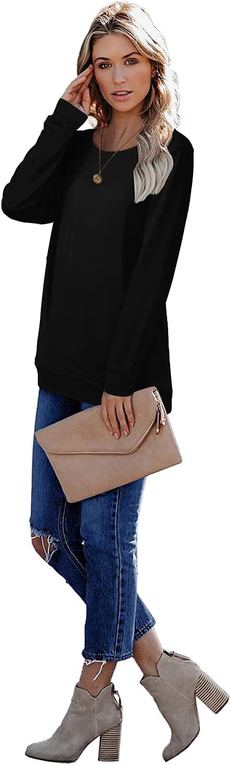 CRAZY GRID Womens Trendy Long Sleeve Shirts Casual Loose Soft Sweatshirt Fall Tops