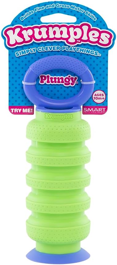 KRUMPLES Plungy Blue Sensory Suction Toy for Ages 10M+ | BPA-Free Silicone Fidget | Promotes Fine Motor Skills | Dishwasher Safe | Ideal Baby and Toddler Gift | Fun for All Ages
