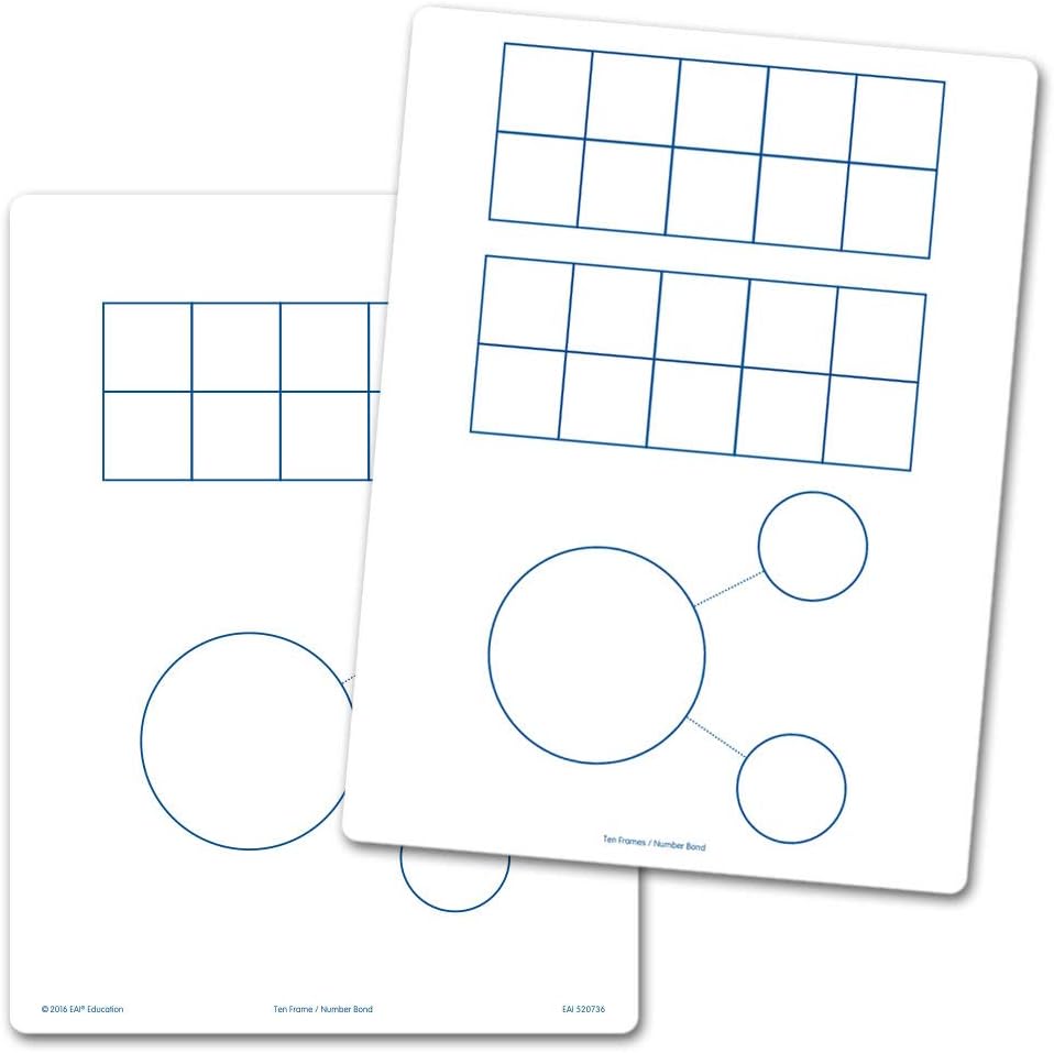 EAI Education Ten Frames & Number Bonds Flexible Dry-Erase Boards - Set of 10