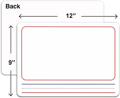 Scribbledo Double Sided Whiteboard Lined Dry Erase Board for Kids Ruled Writing Board Handwriting Practice Small White 9x12 Dry Erase Board with Lines Education Teacher Supplies