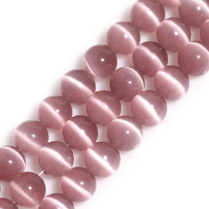 HAAMIIQII 8mm Light Blue Cat Eye Glass Round Crystal Stone Loose Gemstone Beads for Jewelry Making Bracelets Necklaces Earrings Crafts (45-50pcs)
