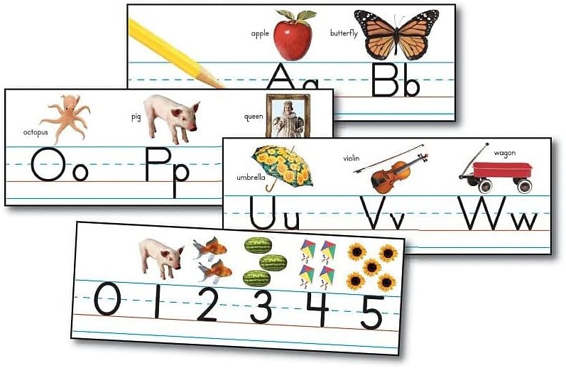Carson Dellosa Education 26 pc Set of ABC Bulletin Board Decorations aids early learning with bright alphabet visuals and sight word images that help toddlers build strong foundational sound skills.