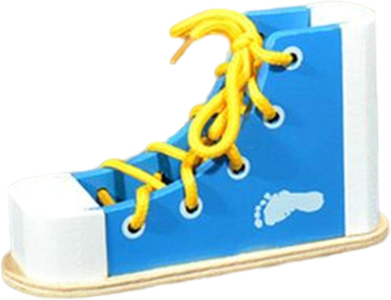 Wooden Shoe Lacing Activity - Develop Skills for Tying Shoelaces, Blue