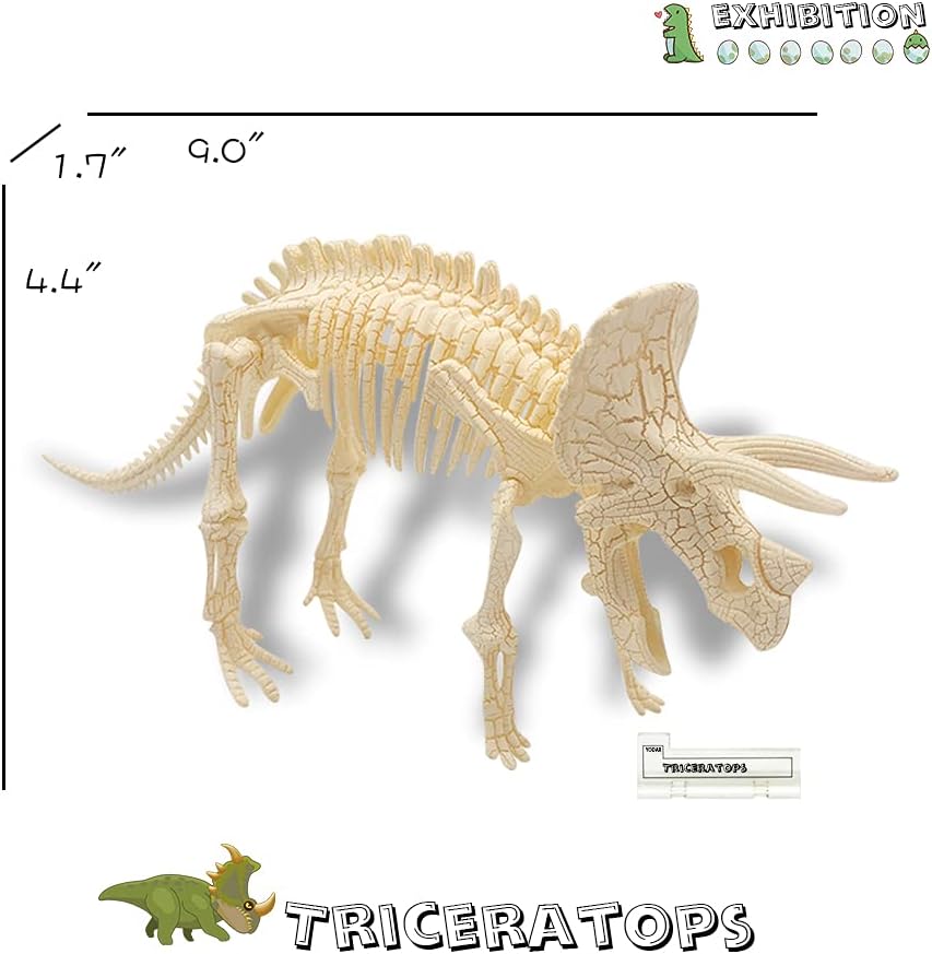 YODAR 3 Pcs Dinosaur Fossil Skeleton DIY Toys 8.7 Inch Educational Puzzles Model Set for Kids Over 8 Years Old
