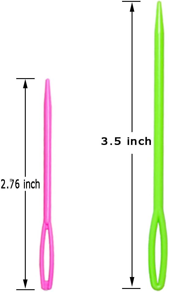 Hekisn Large-Eye Plastic Sewing Needles, Colorful Safety Lacing Needles, 2 Different Sizes Yarn Sewing Needle, Learning Needles for DIY Sewing Handmade Crafts，2.76 &2.1 inch (16 Pieces)