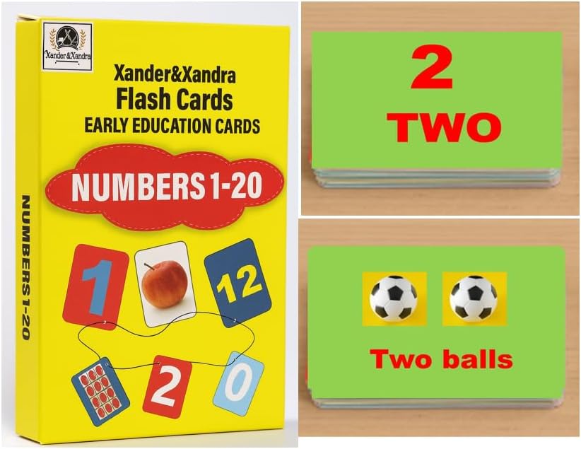 Number Flash Cards for Toddlers - Toddler Math Flash Cards - Learn Counting Flashcards Numbers 1–20 -Help Kids Count Games | Kids Toys Numbers Match for Preschoolers Kindergarten 2-6