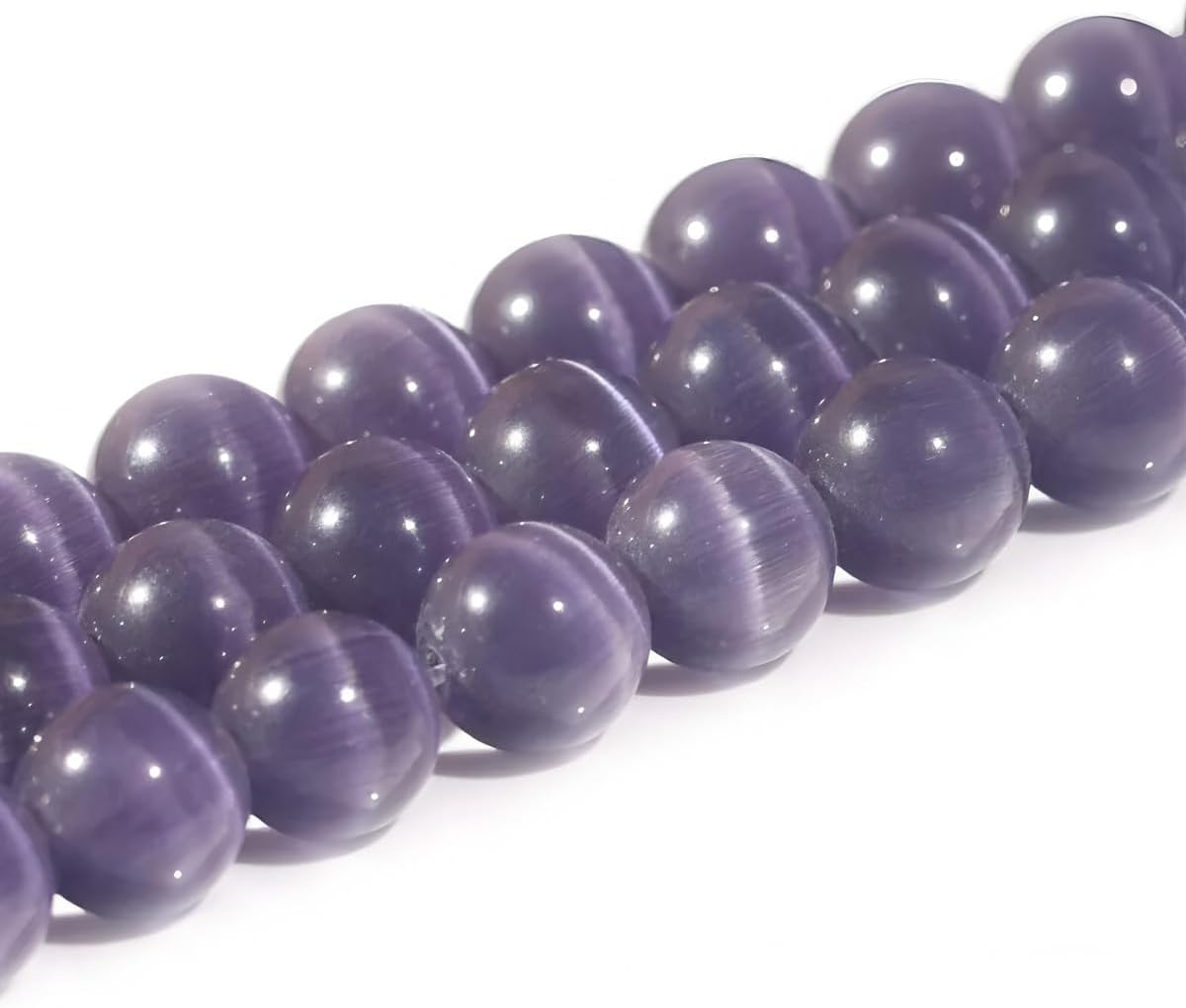 HAAMIIQII 8mm Light Blue Cat Eye Glass Round Crystal Stone Loose Gemstone Beads for Jewelry Making Bracelets Necklaces Earrings Crafts (45-50pcs)