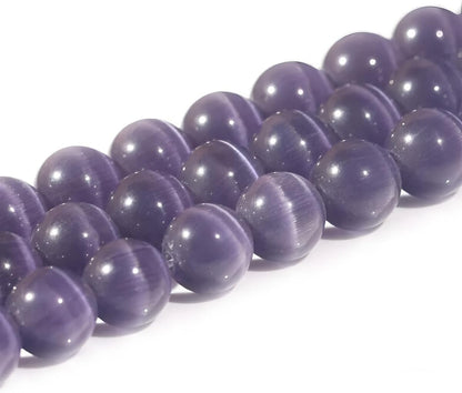 HAAMIIQII 8mm Light Blue Cat Eye Glass Round Crystal Stone Loose Gemstone Beads for Jewelry Making Bracelets Necklaces Earrings Crafts (45-50pcs)