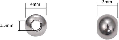 BEADIA Stainless Steel Spacer Beads 3x2.5mm Round Loose Charm Caps Beads for DIY Jewelry Making 100pcs with 1mm Hole