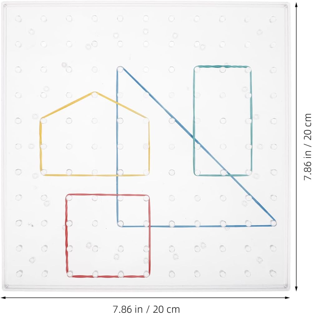 SUPVOX Double-Sided Geoboard 7.87 Inch Kids Educational Toy with 20 Rubber Bands for Math Learning Geometry Crafting Classroom and Homeschool
