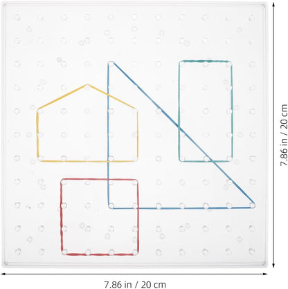 SUPVOX Double-Sided Geoboard 7.87 Inch Kids Educational Toy with 20 Rubber Bands for Math Learning Geometry Crafting Classroom and Homeschool