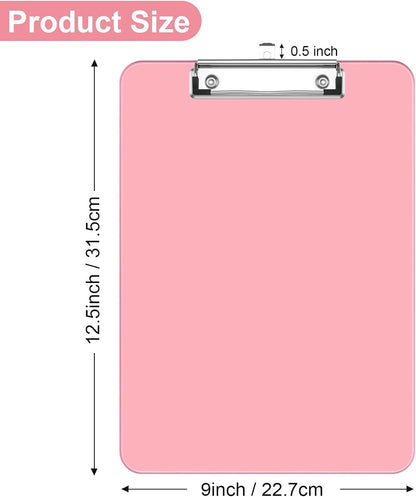 Rimilak Plastic Clipboards with Low Profile Metal Clip, Translucent Board, 12.5 x 9 In Letter Size, Office Supply, Back to School, Pink