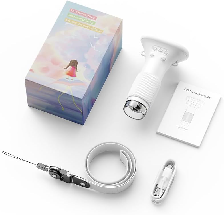 Kids Microscope Digital Camera, 1000X Handheld Camera Microscope for Kids with 2'' Screen, Educational Magnifying Glass Toy Christmas Birthday Gifts for Age 3 4 5 6 7 8 9 10 11 12 Girls Boys - Purple