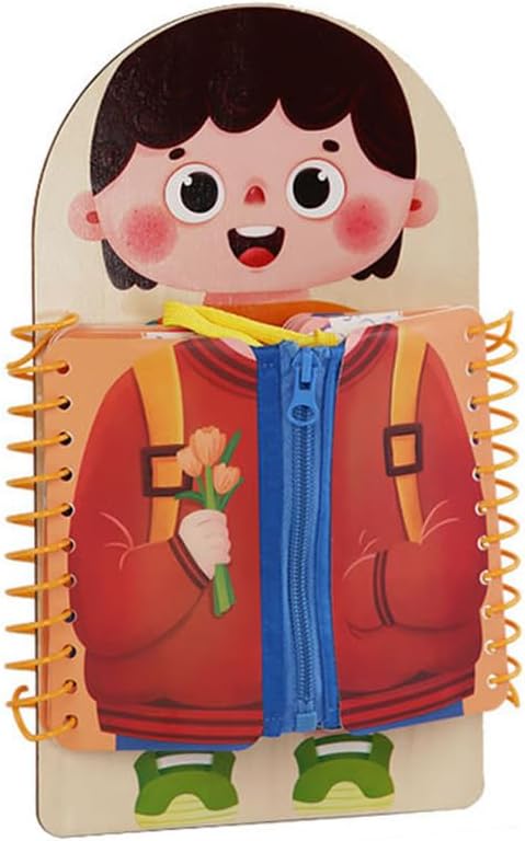 Montessori Wooden Multi-Layer Dressing Busy Board, Life Skills Toy for Toddlers