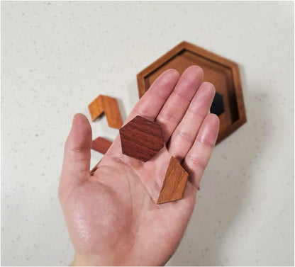 Hexagon Wooden Puzzle Toy - Brain Teasers - Brain Teaser Puzzles for Adults and Kids