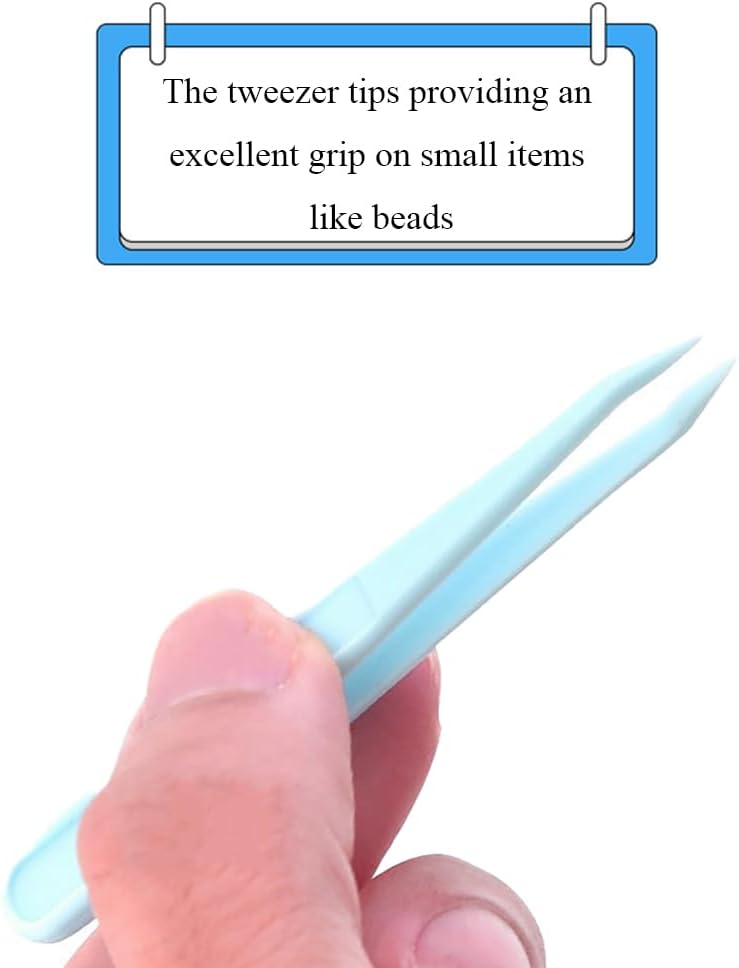 15 Pieces Blue Plastic Tweezers 3.14 Inch Craft Tweezers Forceps Thickened Plastic Sturdy Fine Motor Skill Learning for Perler Beads Jewelry Making Family Classroom School Ckyleole