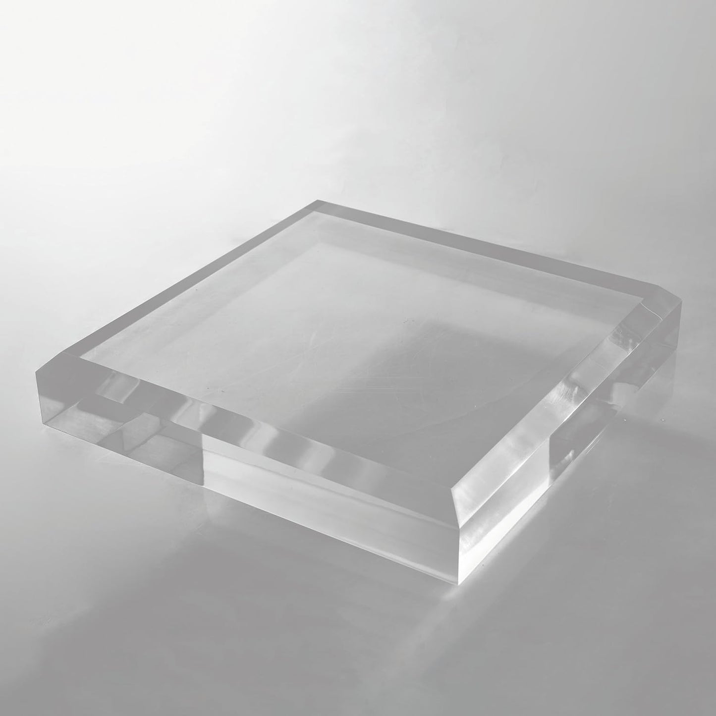 CiaoHER 2in Thickness Beveled Solid Acrylic Display Block Clear Polished Pedestal Stand Riser Solid Base (10x10)