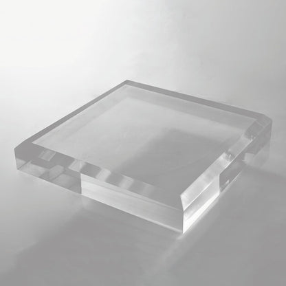 CiaoHER 2in Thickness Beveled Solid Acrylic Display Block Clear Polished Pedestal Stand Riser Solid Base (10x10)