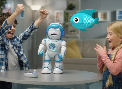LEXiBOOK, Powerman Neo, My Robot Full of Technology, Remote Control and Gesture Control, Educational Activities in English, Programmable, Music and Dance, Sound and Light Effects, Blue/White, ROB18EN