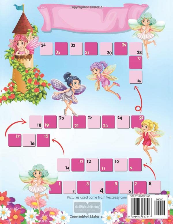 Handwriting Practice with Fairies with Board Game on back-cover: Blank Lined Worksheets for Individual Trainings