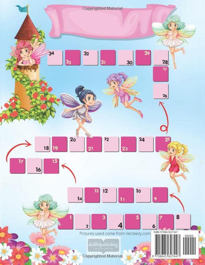 Handwriting Practice with Fairies with Board Game on back-cover: Blank Lined Worksheets for Individual Trainings