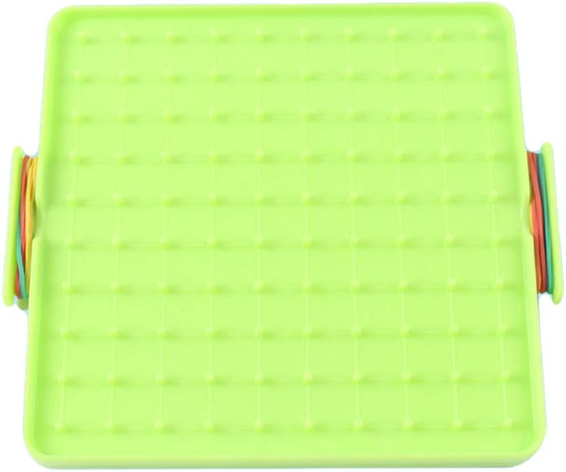 Cuteam Nail Board, 16x16cm Double Sided Geoboard Nails Peg Board Elastic Bands Kids Teaching Aids