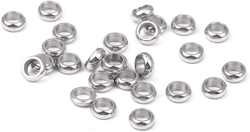 BEADIA Stainless Steel Spacer Beads 3x2.5mm Round Loose Charm Caps Beads for DIY Jewelry Making 100pcs with 1mm Hole