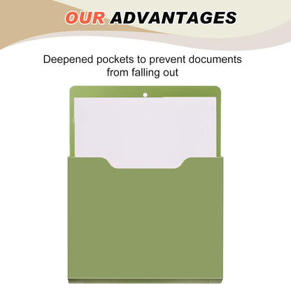 Fuutreo 6 Pcs Magnetic Wall File Organizer Magnetic Wall File Holder Refrigerator Magazine Holder for Mail Letters Paper(Aqua Green,Vertical-large)