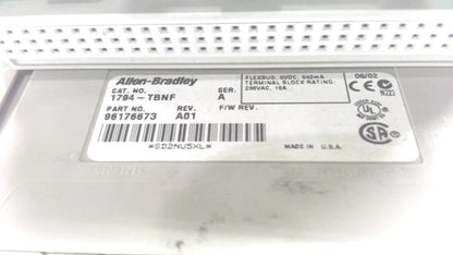 Allen Bradley 1794-Tbnf, Series A, Terminal Block Base, 230 Vac, 10A 1794-Tbnf Ar Series A