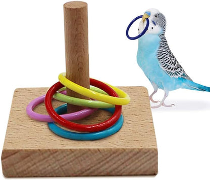 CoCoo Interactive Bird Training Board for Cage, Wooden Block Puzzle, Small Intelligence Tabletop, Portable Wood Stand Set, Mental Stimulation Perch Shelf, Cage Supplies & Accessories